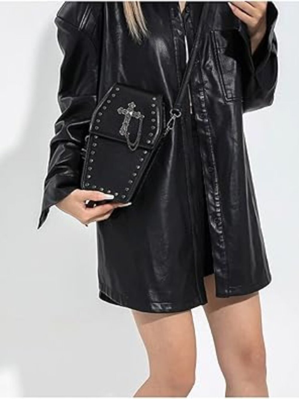 Goth‎ Coffin Purse Black with Cross Shoulder Bag Gothic Crossbody
